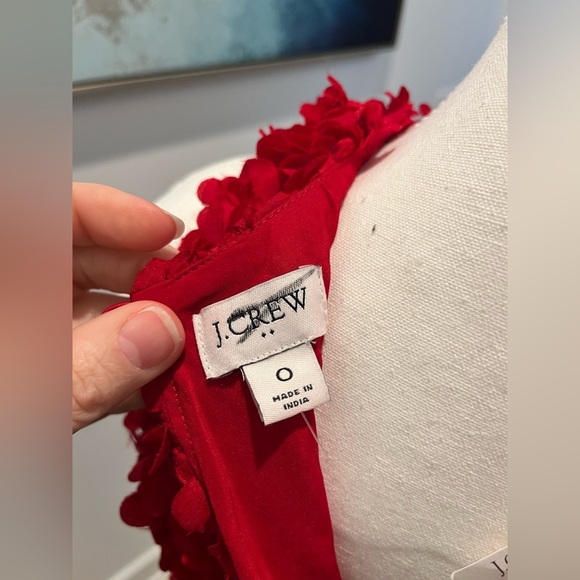J Crew Factory Rosette mini dress in Deep Ruby Red size 0 NWT CE631 textured - Picture 8 of 11